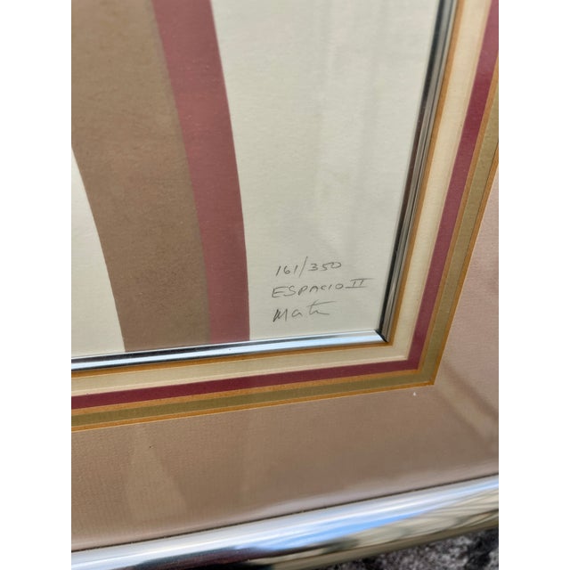 Mid-Century Modern Abstract Artwork "Espacio 2" Framed and Igned by the Artitst. Circa 1970s For Sale - Image 10 of 17