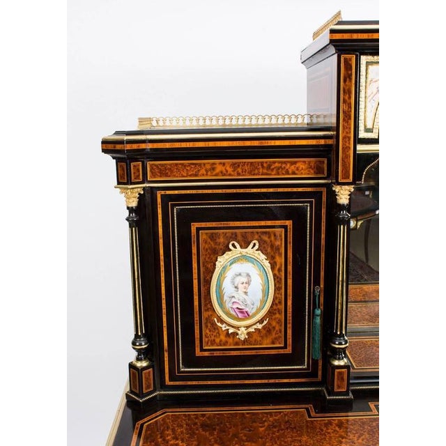 19th Century Victorian Amboyna Inlaid Bonheur Du Jour Desk For Sale - Image 3 of 10