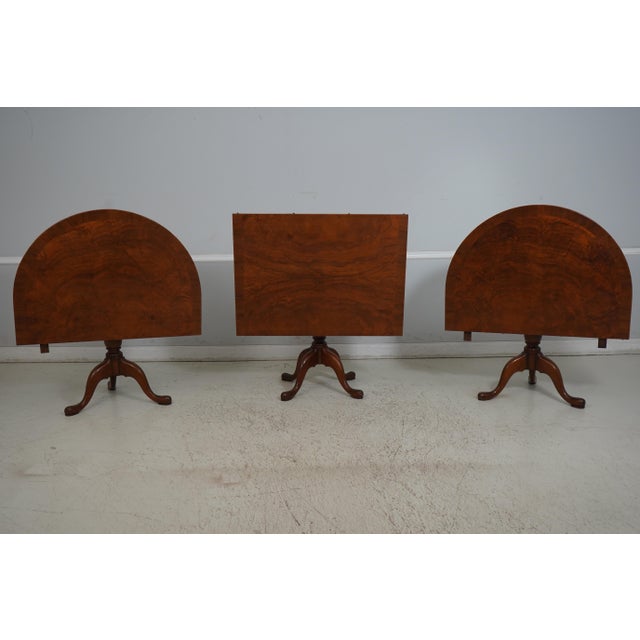 English Antique Walnut 3 Pedestal Dining Room Table For Sale - Image 9 of 12