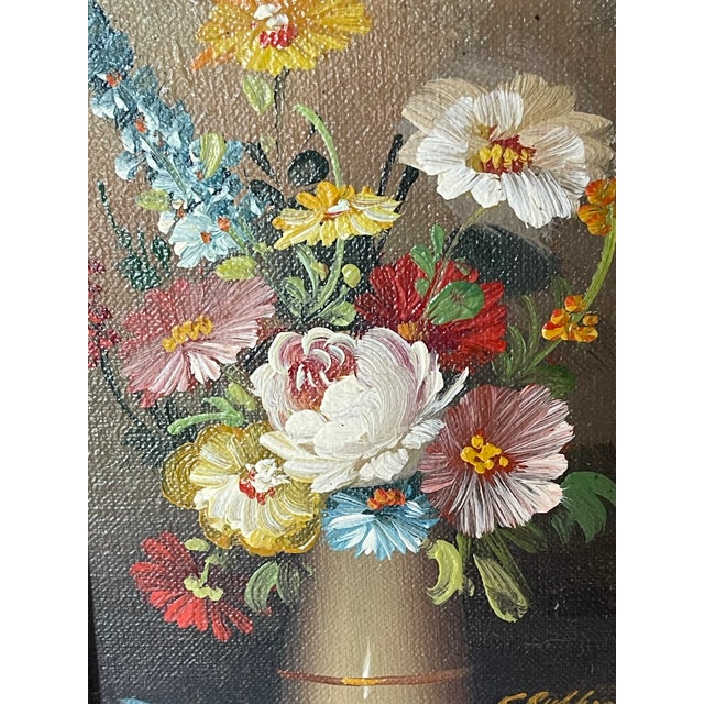 Vintage Floral Oil Painting Framed For Sale - Image 4 of 4