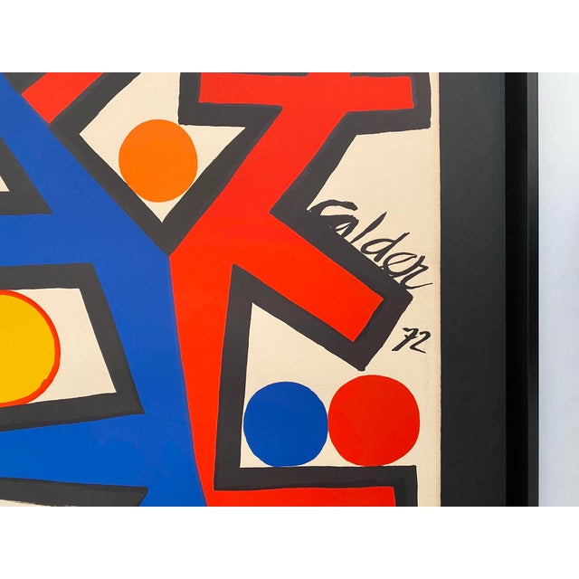 Alexander Calder Vintage 1972 Mid Century Modernist " Asymmetry " Framed Large Fine Art Lithograph Print For Sale - Image 15 of 18