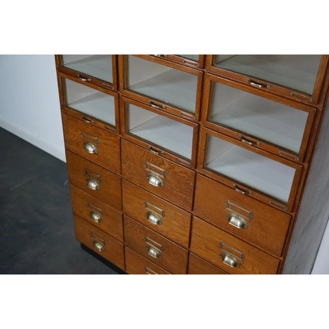 Large Vintage Dutch Oak Haberdashery Shop Cabinet, 1930s For Sale - Image 9 of 18