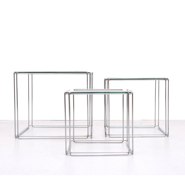 Isocele Chrome Nesting Tables by Max Sauze, 1970s, Set of 3 For Sale - Image 4 of 11