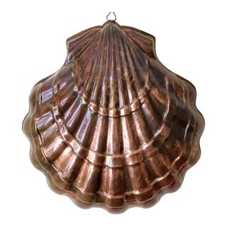 Vintage Copper XL Seashell Mold Wall Hanging For Sale
