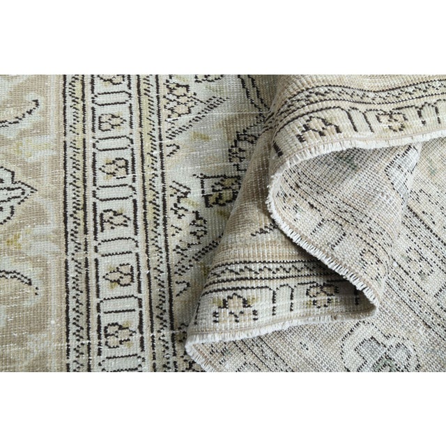 1970s Vintage Persian Handmade Wool Cotton Beige Area Rug For Sale - Image 10 of 11