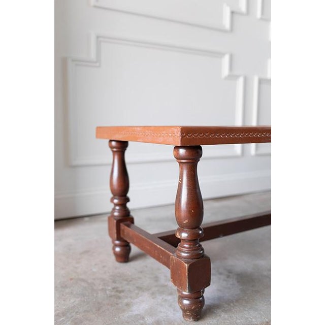 1970s Midcentury Peruvian Hand Tooled Leather Coffee Table /Bench For Sale - Image 13 of 14