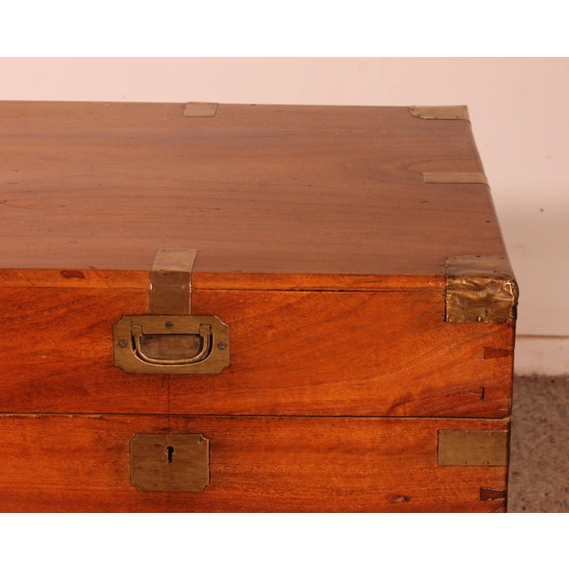 Camphor Wood Marine Chest with Double Locks and Camphor Wood Top, 19th Century For Sale - Image 3 of 16