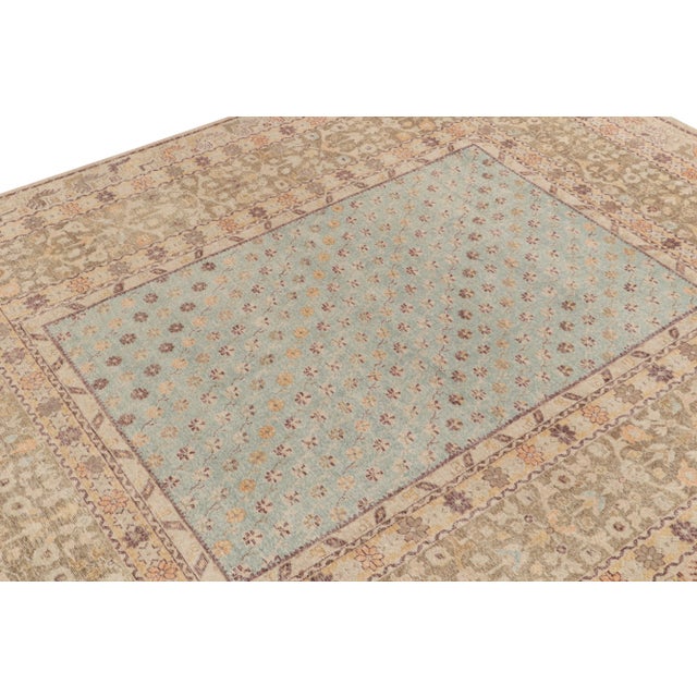 Rug & Kilim Distressed Style Rug in Blue, Beige-Brown Floral Pattern by Rug & Kilim For Sale - Image 4 of 7