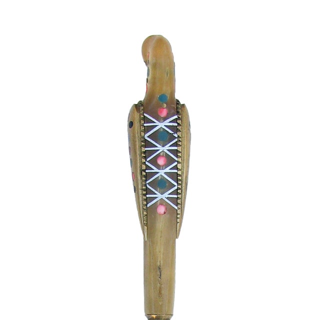 Lovely Art Deco inspired antique letter opener from the village of Jezzine, Lebanon. This piece features a bird-form...