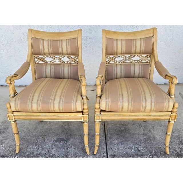 Traditional Century Furniture Regency Cane Seat Armchairs Pair For Sale - Image 3 of 18
