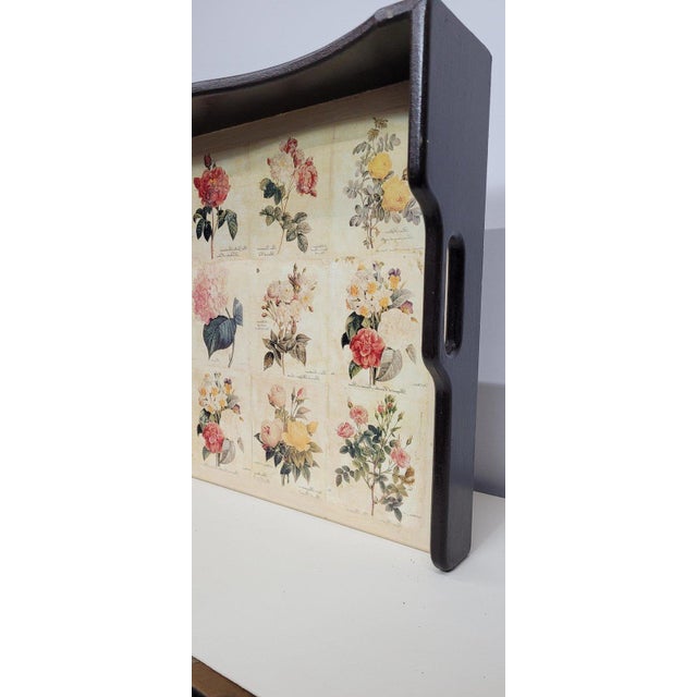 1920 Botanical Wood Butler Serving Tray Large Floral English Country Decor For Sale - Image 12 of 13
