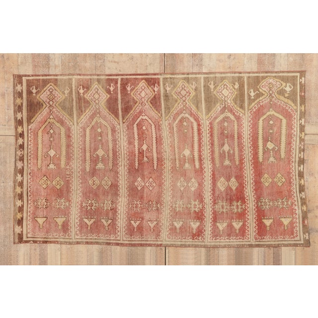 Vintage Turkish Oushak Saph Prayer Rug, 05'07 X 09'03 For Sale - Image 10 of 10