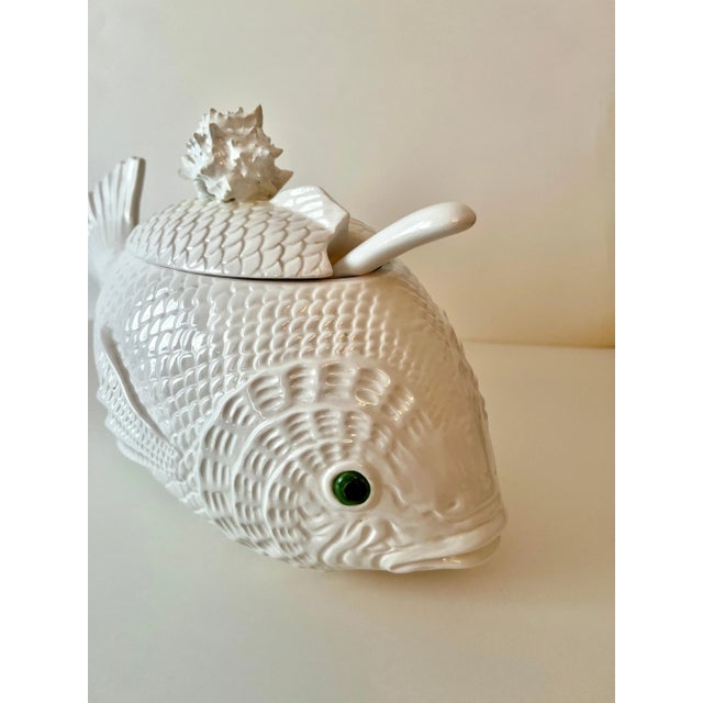 Ceramic Fitz & Floyd Fish Soup Tureen with Lid & Ladle For Sale - Image 7 of 10