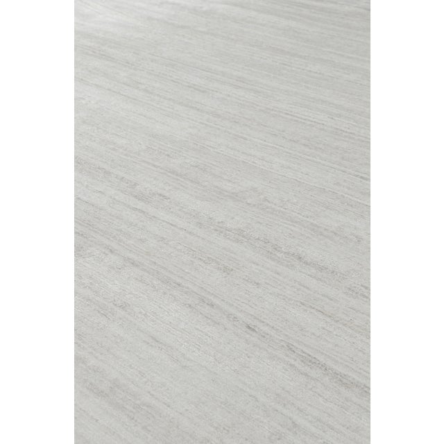 Contemporary Rug & Kilim’s Oversized Textural Rug in Solid White, Gray and Cream Striae - 3x12 For Sale - Image 3 of 7