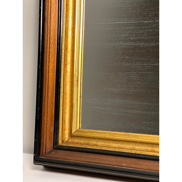 Wood 19th Century Victorian Parcel Gilt and Ebonized Walnut Mirror With Deep Frame For Sale - Image 7 of 10