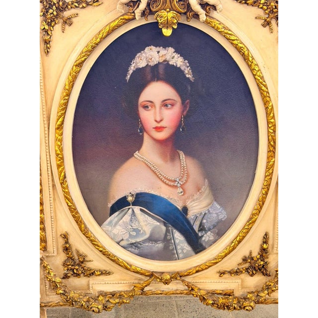 Gold Vintage Grand French Rococo Portrait Wall Art 47 Tall For Sale - Image 8 of 10