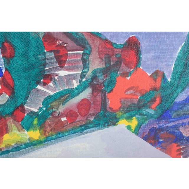 Swedish Artist, Coloristic Modernist Landscape, 1965, Oil on Canvas For Sale - Image 3 of 6