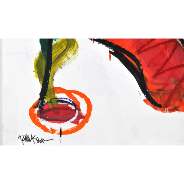 "Blue Loops Orange Burst" Contemporary Abstract Acrylic and Watercolor Painting by Robbie Kemper For Sale - Image 4 of 5