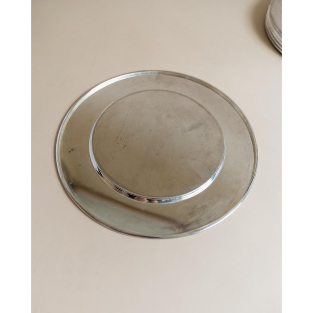 Large Vintage Silver-Plated Underplates or Plates, Italy, 1970s, Set of 6 For Sale - Image 10 of 11