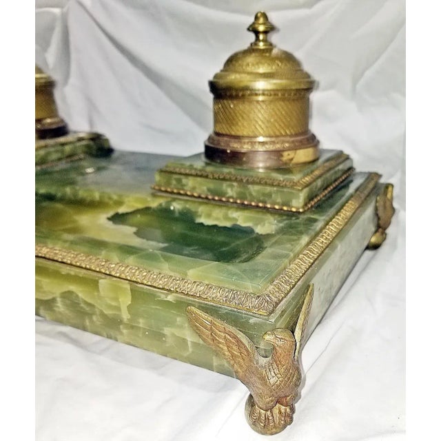 19th Century French Onyx and Bronze Inkwell For Sale - Image 4 of 7