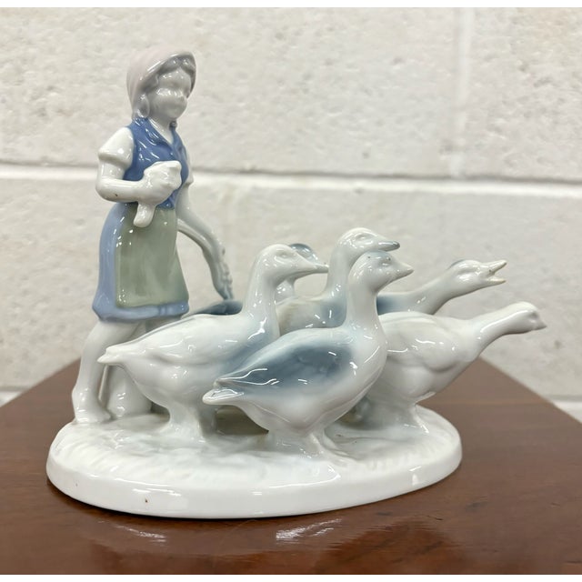 Vintage Gerold Porzellan Porcelain Girl Herding Geese For Sale In Kansas City - Image 6 of 10
