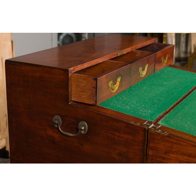 English 19th Century Campaign Mahogany Box with Unfolding Desk and Drawers For Sale - Image 10 of 12