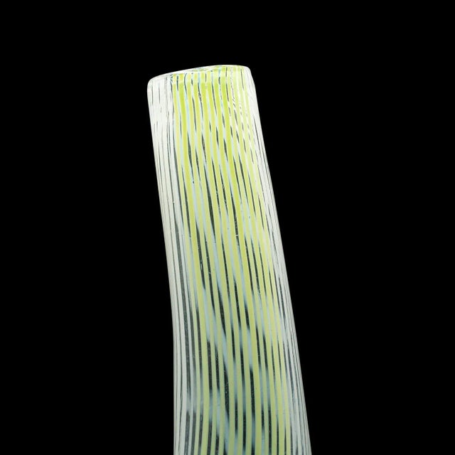 Green Tall Vintage Filigrana Vase, Italian Art Glass, Murano, Flower Sleeve, c.1950 For Sale - Image 8 of 10