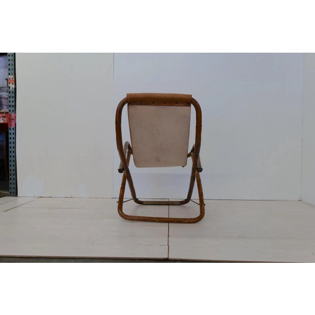 Brown Vintage Italian Leather and Wood Rocking Chair 1960s For Sale - Image 8 of 11