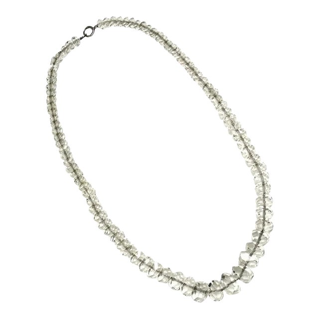 Vintage 1920s Designer Art Deco Rock Crystal & Sterling Necklace For Sale