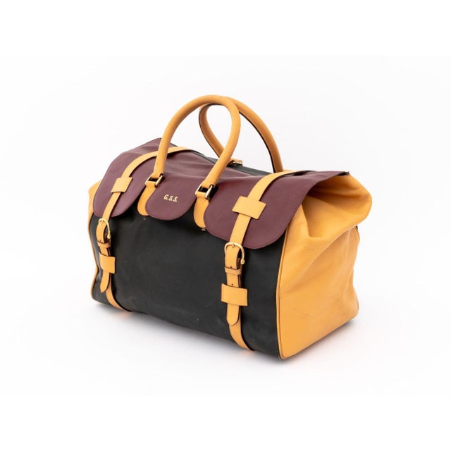 Contemporary Giorgio Armani Color Block Leather Travel Bag For Sale - Image 3 of 9