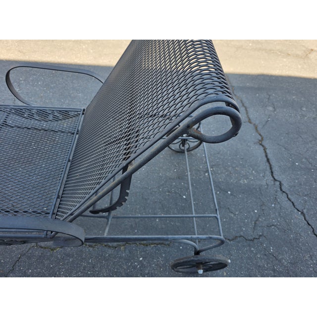 Vintage Wrought Iron Patio Chaise Lounge Adjustable Russell Woodard Attributed Briarwood Daisy For Sale - Image 15 of 15