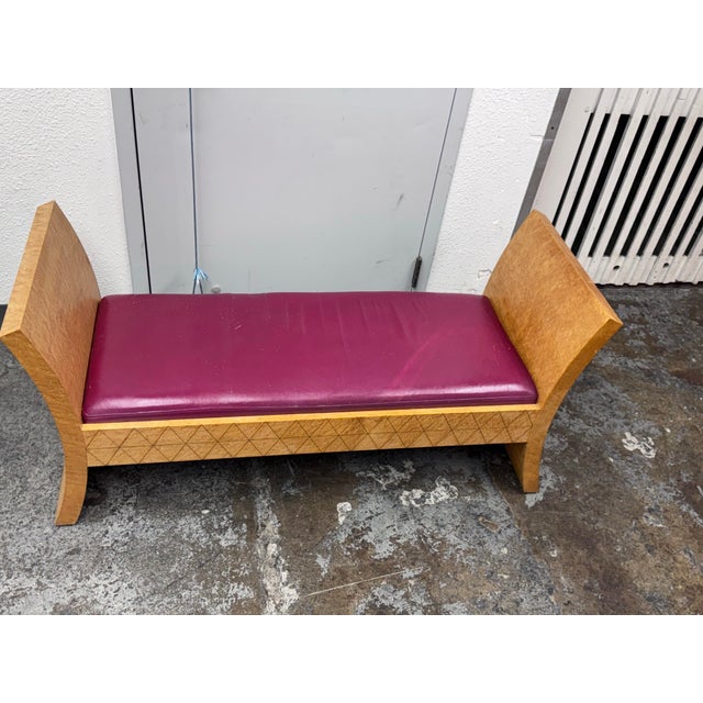 Design Plus Gallery presents a Custom Birdseye Maple Bench. The bench maple base displays distinctive birdseye patterning...