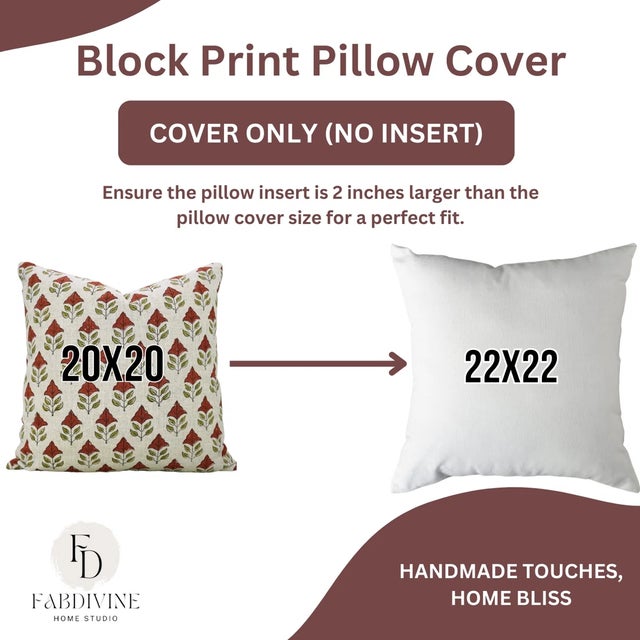 Not Yet Made - Made To Order Fabdivine Artisan Block Print Throw Pillow Cover 14x20 Inch Viscose Linen-Mayur For Sale - Image 5 of 5