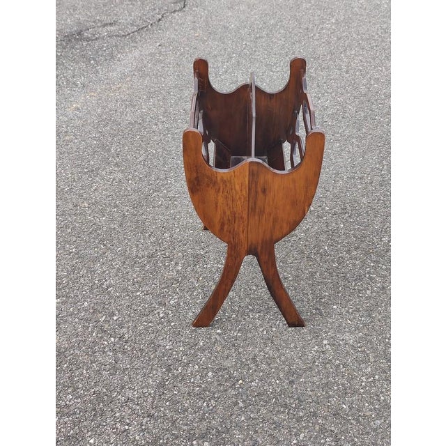 Mid 20th Century Vintage Georgian Style Wood Magazine Rack For Sale - Image 9 of 9