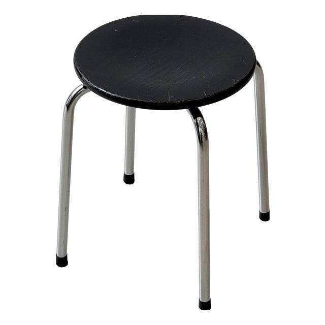 Stool with Chrome Frame and Wooden Seat by Zingg-Lamprecht, 1970s For Sale