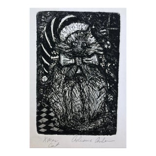 1983 Adrienne Anderson Christmas Cat Etching For Sale