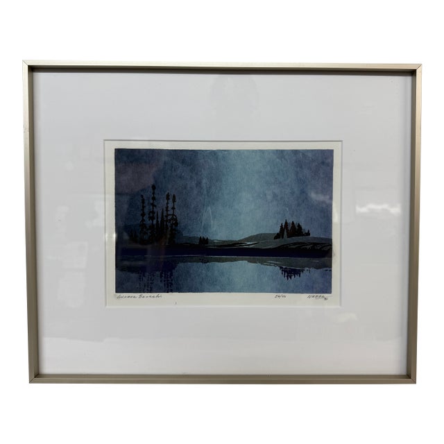 Circa 1990 George Weber Auroras Borealis Watercolor, Signed For Sale