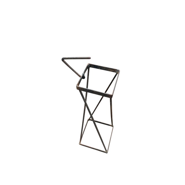 Mid Century Modern Vintage Cigar Type Floor Ashtray in Iron and Green Glass For Sale - Image 4 of 7