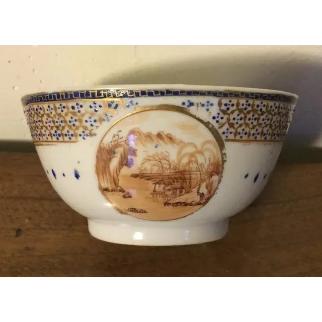 Early 19th Century Antique Early 19th Century Chinese Export Porcelain Tea Cup Decorated with Sepia Landscape For Sale - Image 5 of 11