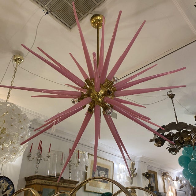 Pink Sputnik Spikes Pendant Lamp For Sale - Image 5 of 6