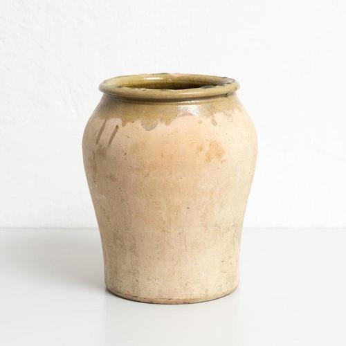 Early 20th Century Hand Painted Green Rustic Popular Traditional Ceramic Vase For Sale - Image 5 of 12