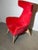 High Back Accent Lounge Chair in Red Floral Velvet For Sale - Image 6 of 8