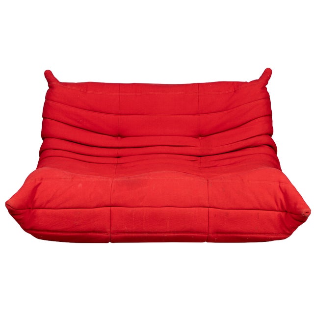 21st Century Red Togo Two Seater Sofa by Michel Ducaroy for Ligne Roset For Sale