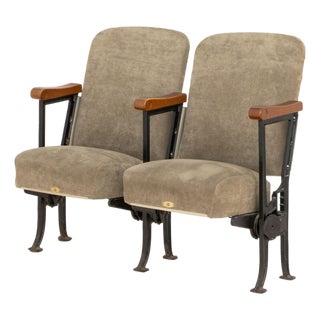 Pair of Bouwerie Lane Theater Beige Upholstered Seats For Sale