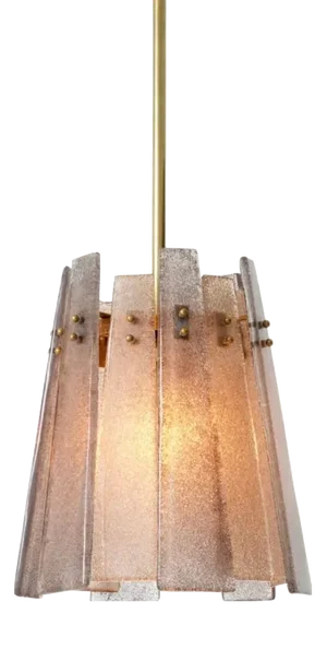 Pendant Light Vintage Brass Handmade Grey Smoke Glass