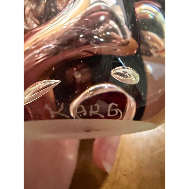 Late 20th Century Karg Art Glass Paperweight With Brown Swirls and Controlled Bubbles For Sale - Image 4 of 4