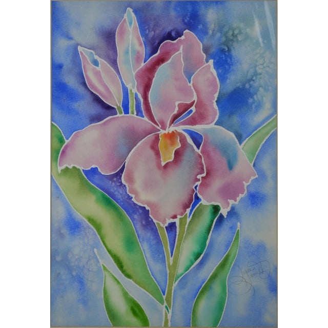 A very good, original, floral still life painting depicting pink irises. The work is reminiscent of works by Georgia...