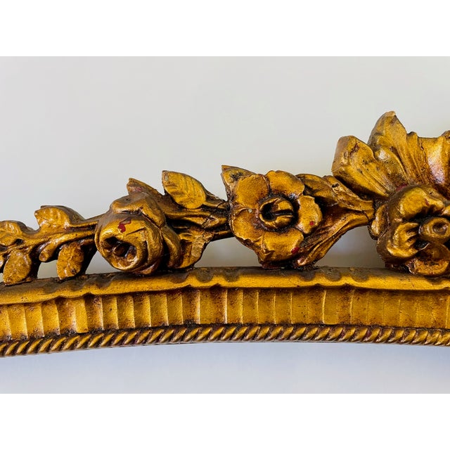 Tuscan Rococo Shell Crest Floral Antique Gold Mirror Frame For Sale - Image 3 of 8
