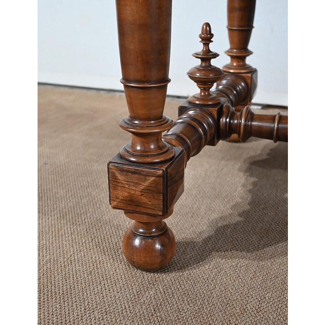 Louis XIII Style Game Table in Walnut and Marble, Early 20th Century For Sale - Image 12 of 18