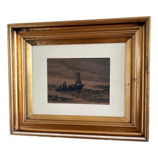 Sailing Boat, 1900, Etching, Framed For Sale